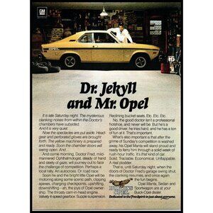 1975 Buick Opel Manta Coupe Vintage Print Ad Mechanic Garage Dr Jeckyll Wall Art